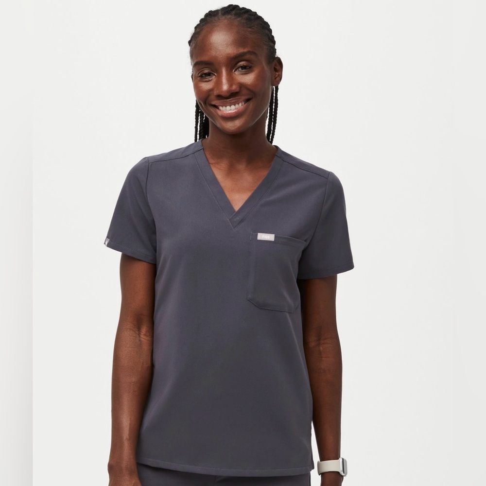 Figs Charcoal Catarina One Scrub Top & Livingston Pants SET.